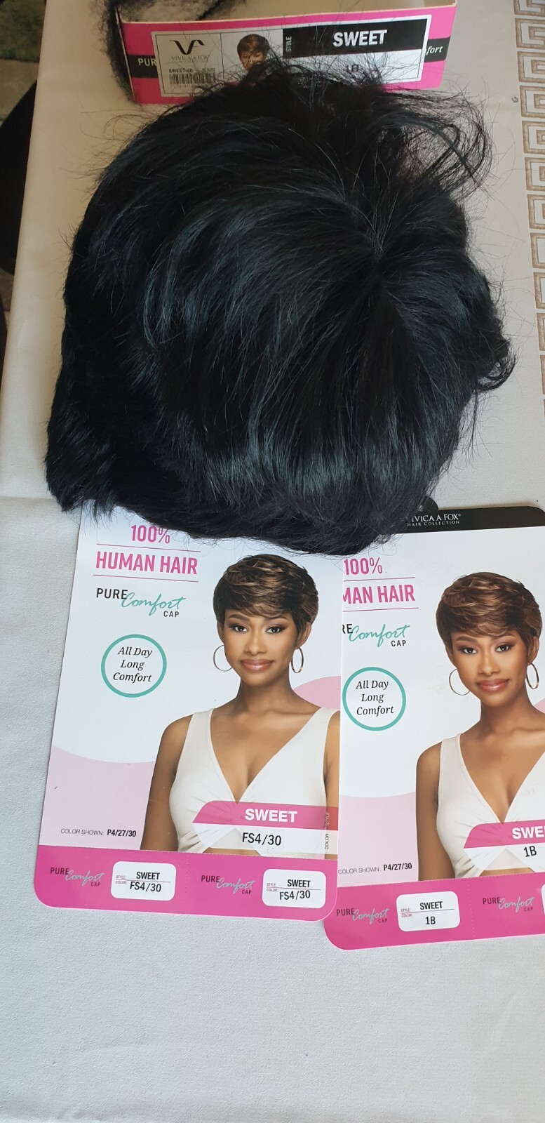 Vivica A. Fox Sweet-1B Womens Pure Comfort Cap Wig Off Black Human Hair Washable