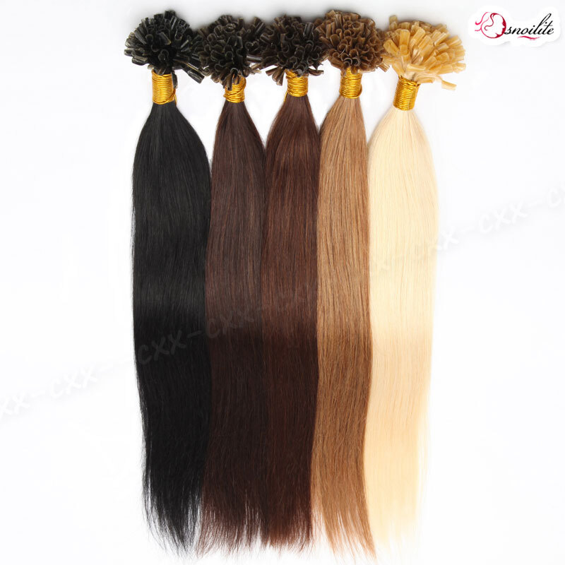 100G Pre Bonded Glue U Nail Tip Keratin Fusion Remy Human Hair Extensions 200PCS