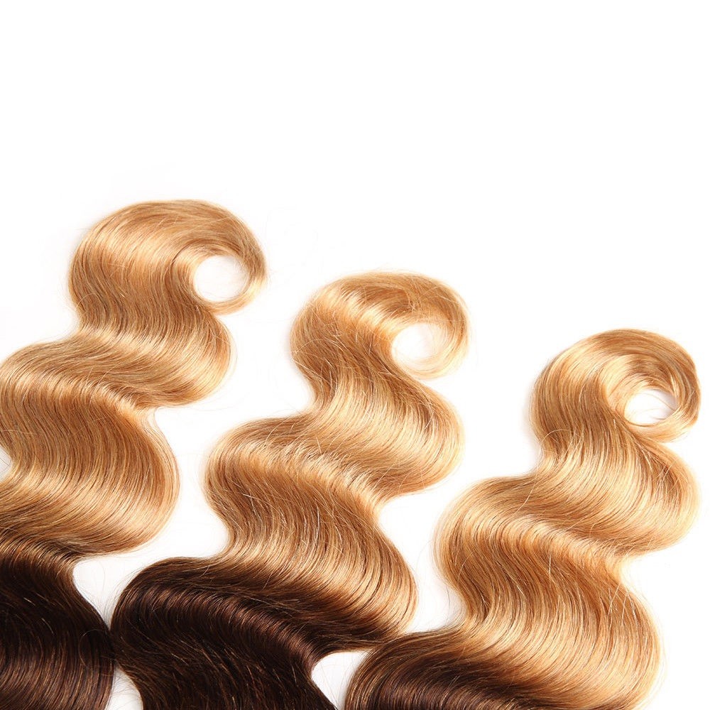 Ombre Body Wave Black Brown Blonde 1B/4/27 Sew In 100 Human Hair Weave 1 Bundle