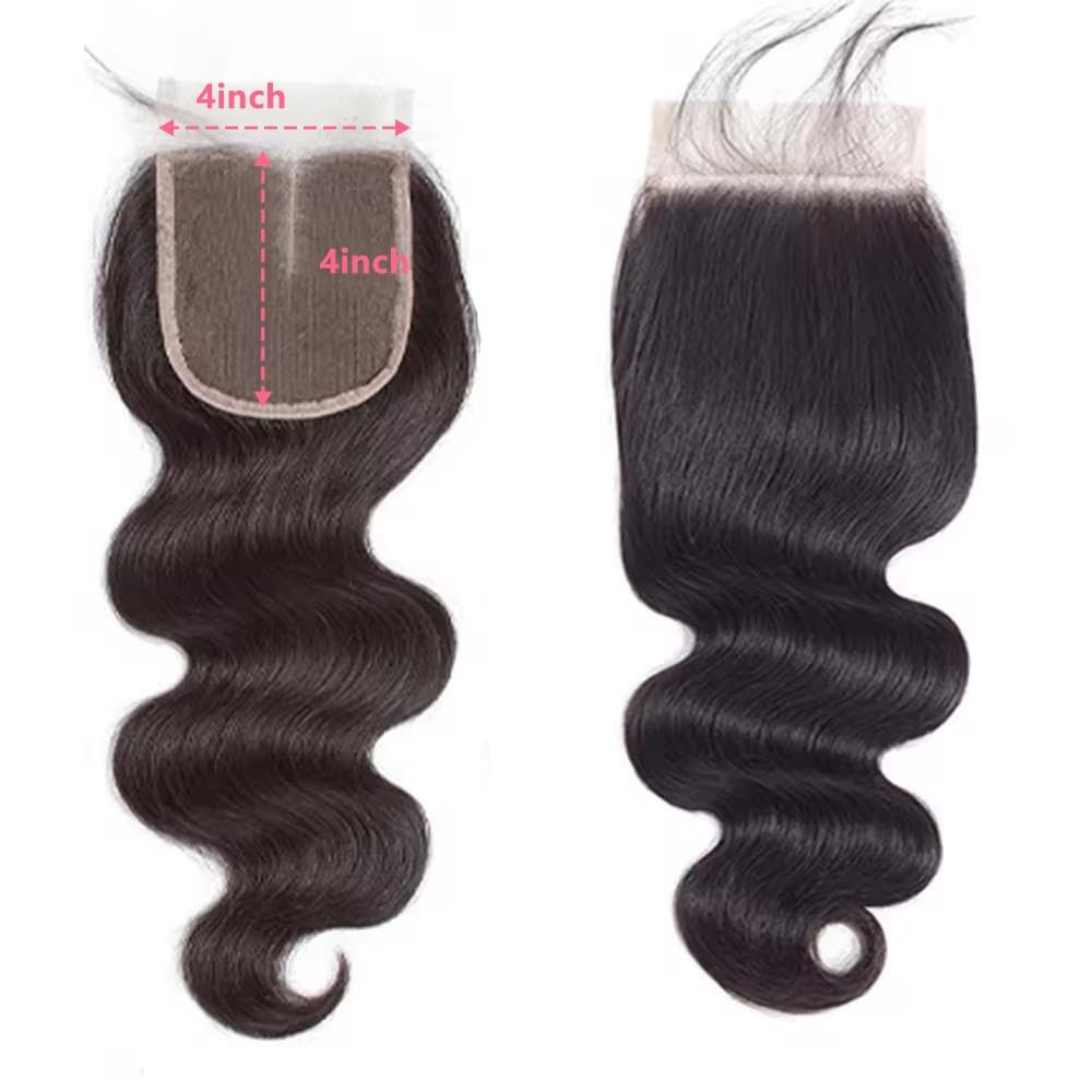 4×4 Lace Closure Human Hair Body Wave HD Lace Closure 14 Inch Free Part 100% Unp