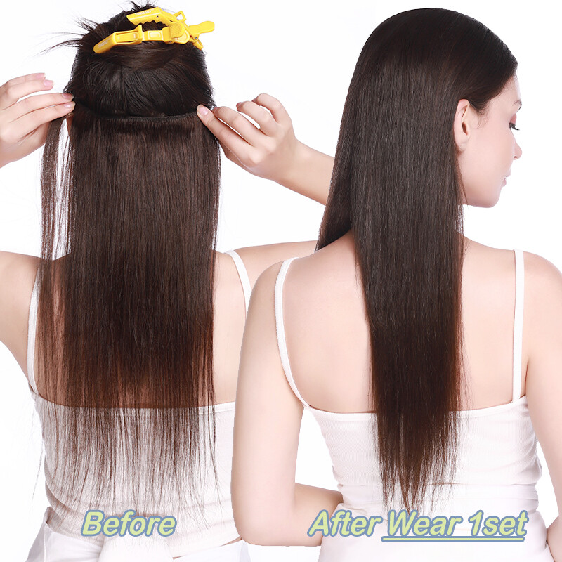Highlight Clip In Real Remy 100% Human Hair Extensions Full Head 10″ 12″ 14″ 16″