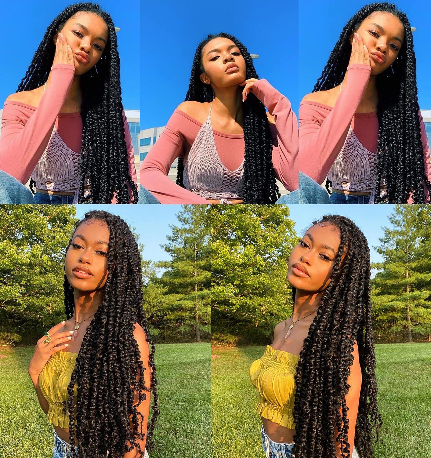 Passion Twist Braiding hair 26inch Black Full Lace Faux Locs wigs with Baby Hair