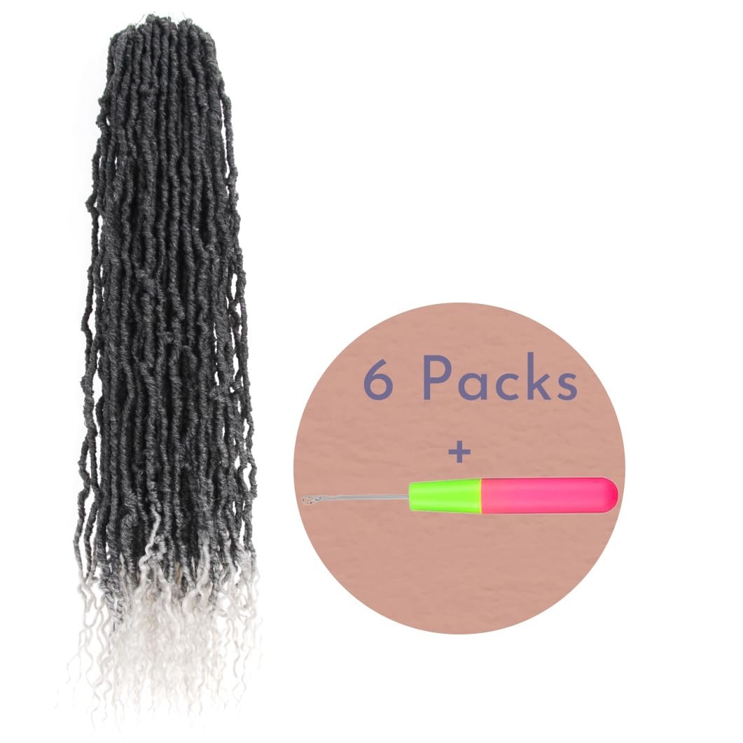 BOHOBABE 18″ Faux Locs Crochet Hair Wavy Curly Ends Pre-looped Synthetic