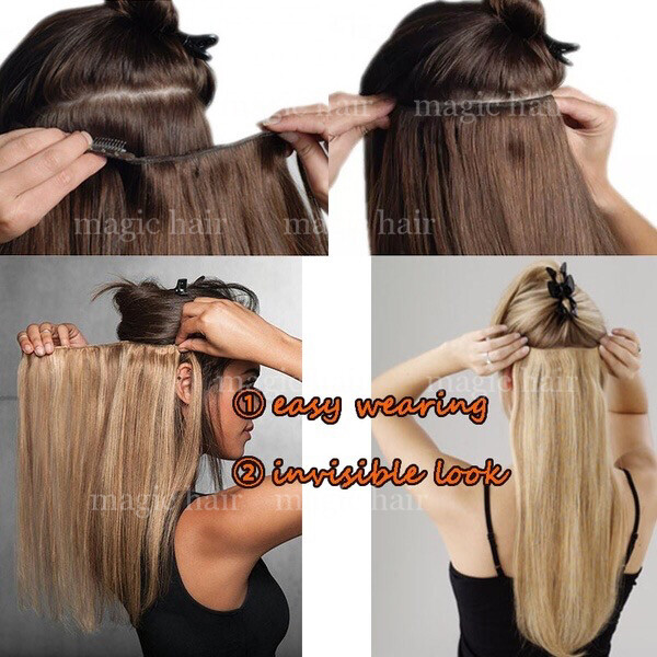 THICK One Piece Clip in Remy Human Hair Extensions 3/4Full Head Any Colors Ombre