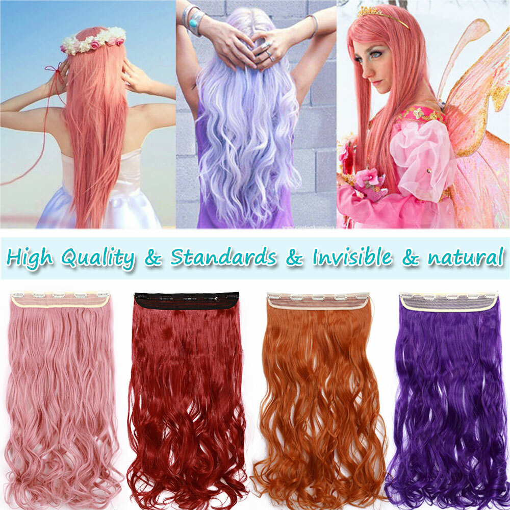Long Invisible Clip In Thick 1Pcs 5 Clips Full Head Hair Extensions Mix As Human