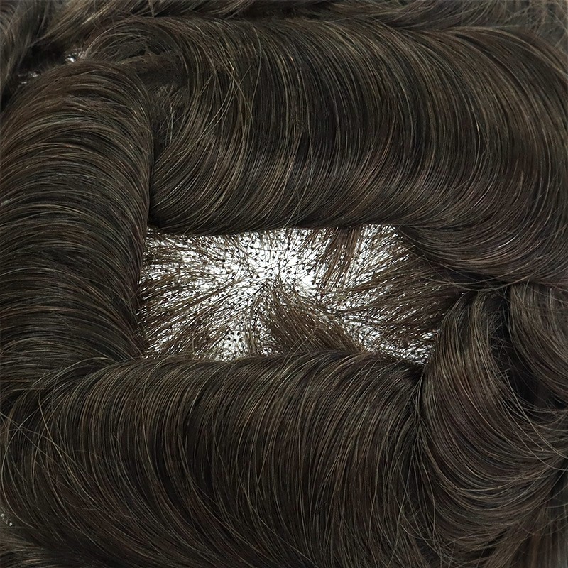 Toupee For Mens Human Hair Replecement System Swiss Lace Hairpieces Discount !