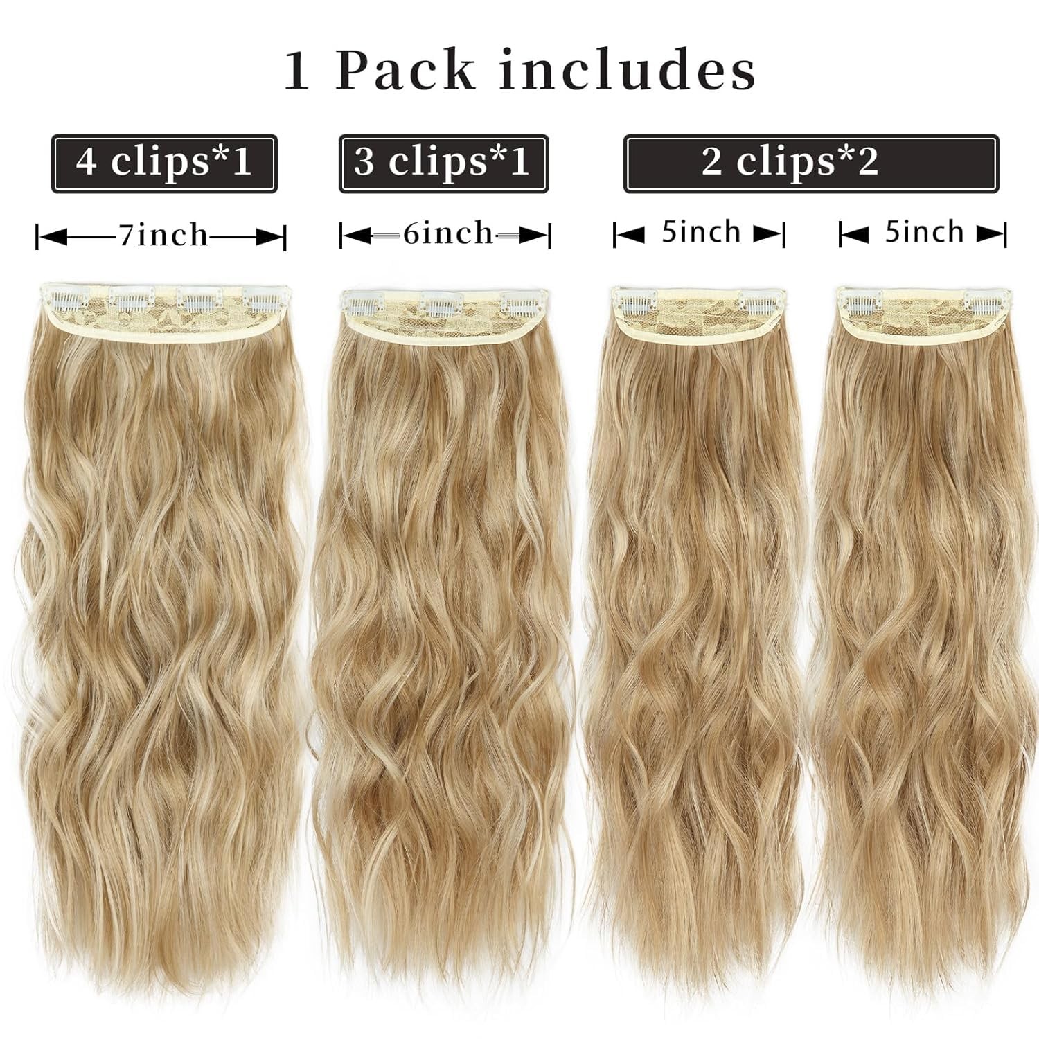 20 Inches Blonde Hair Extensions Clip ins, 4Pcs Curly Synthetic Clip in Hair …