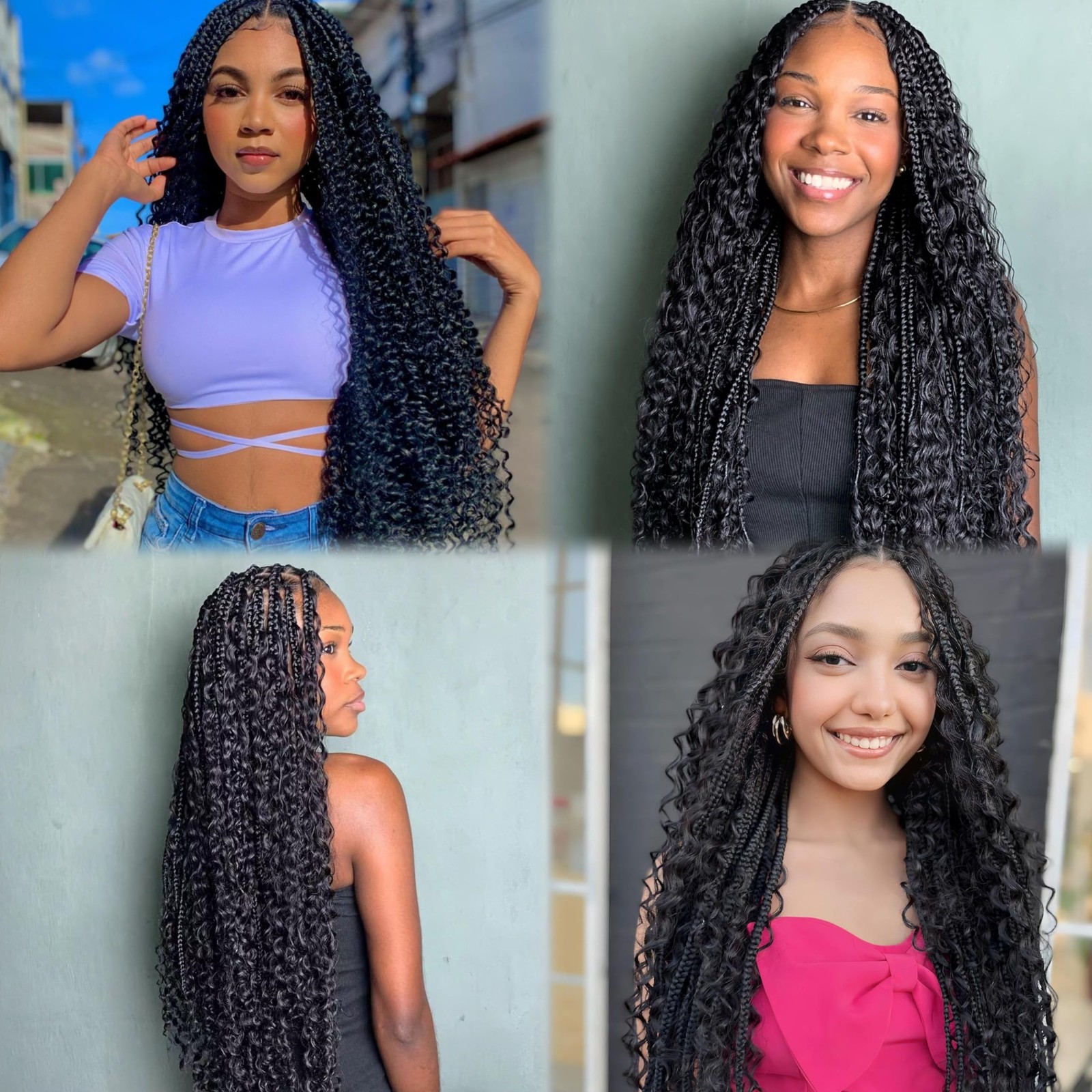 Nerumo Human Braiding Hair For Boho Braids 2 Bundles 100G 20Inch Water Wave