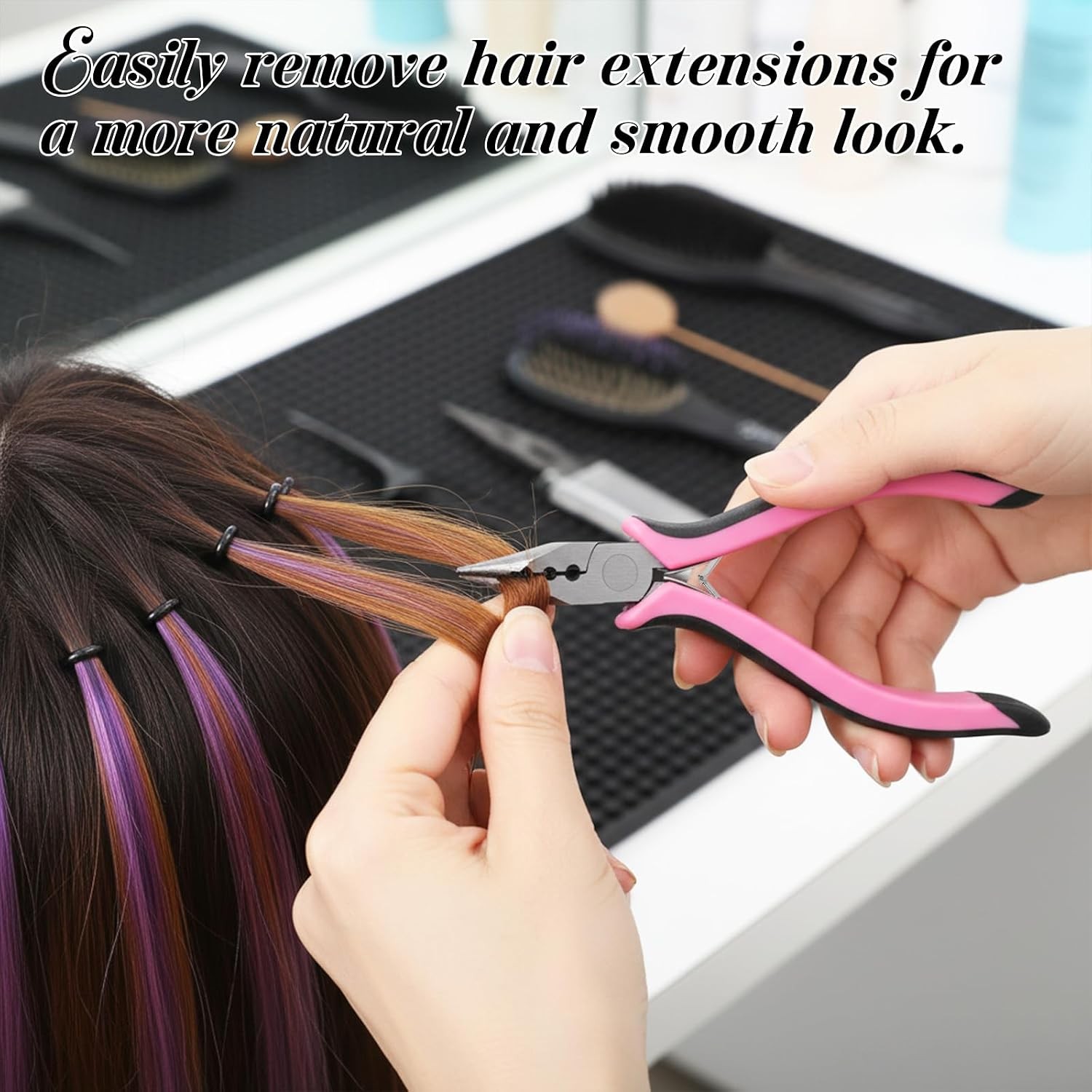 3 pcs Hair Extension Tools Kit, Microlinks Beads Tools Pliers Loop Needle
