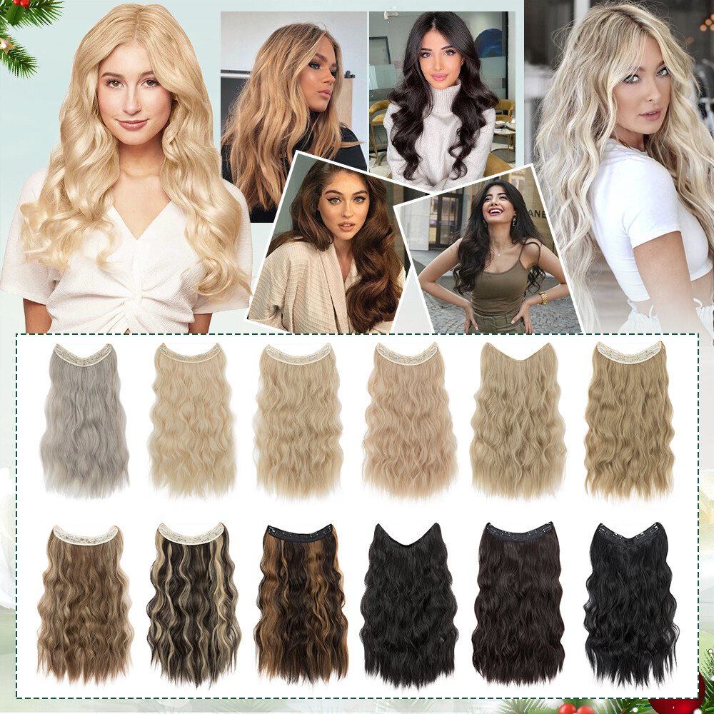 Real Natural as Human Invisible Wire in Hair Extensions Wavy One Piece Nano Ring