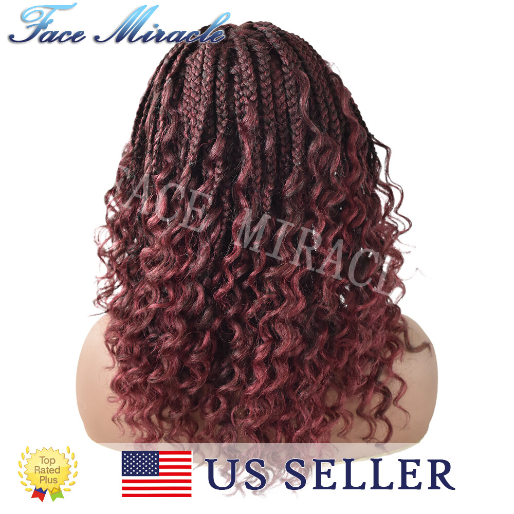 18″ Box Braided Wig for Black Women Lace Front Hand Braids Synthetic Twist Wigs