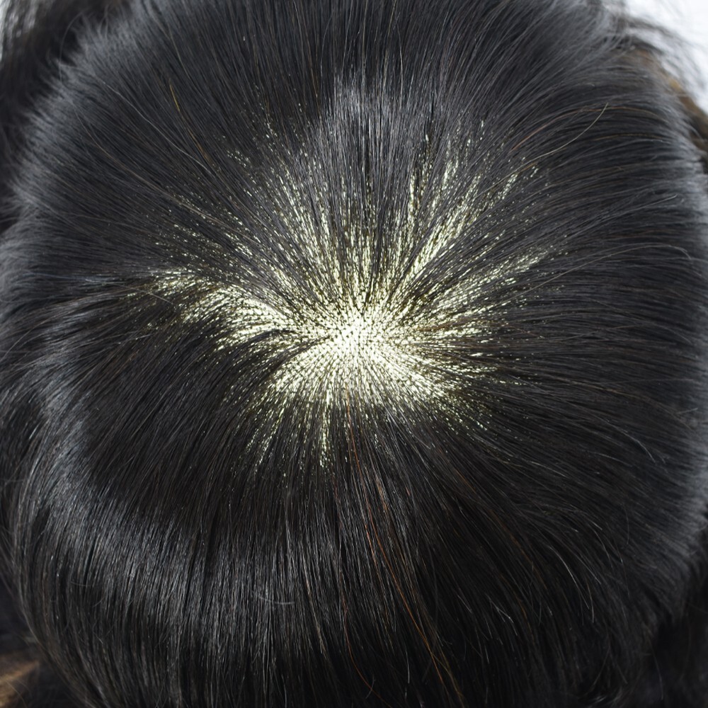 Mens Toupee Hair Replacement System Lace Front Mono Skin Human Hair Pieces US
