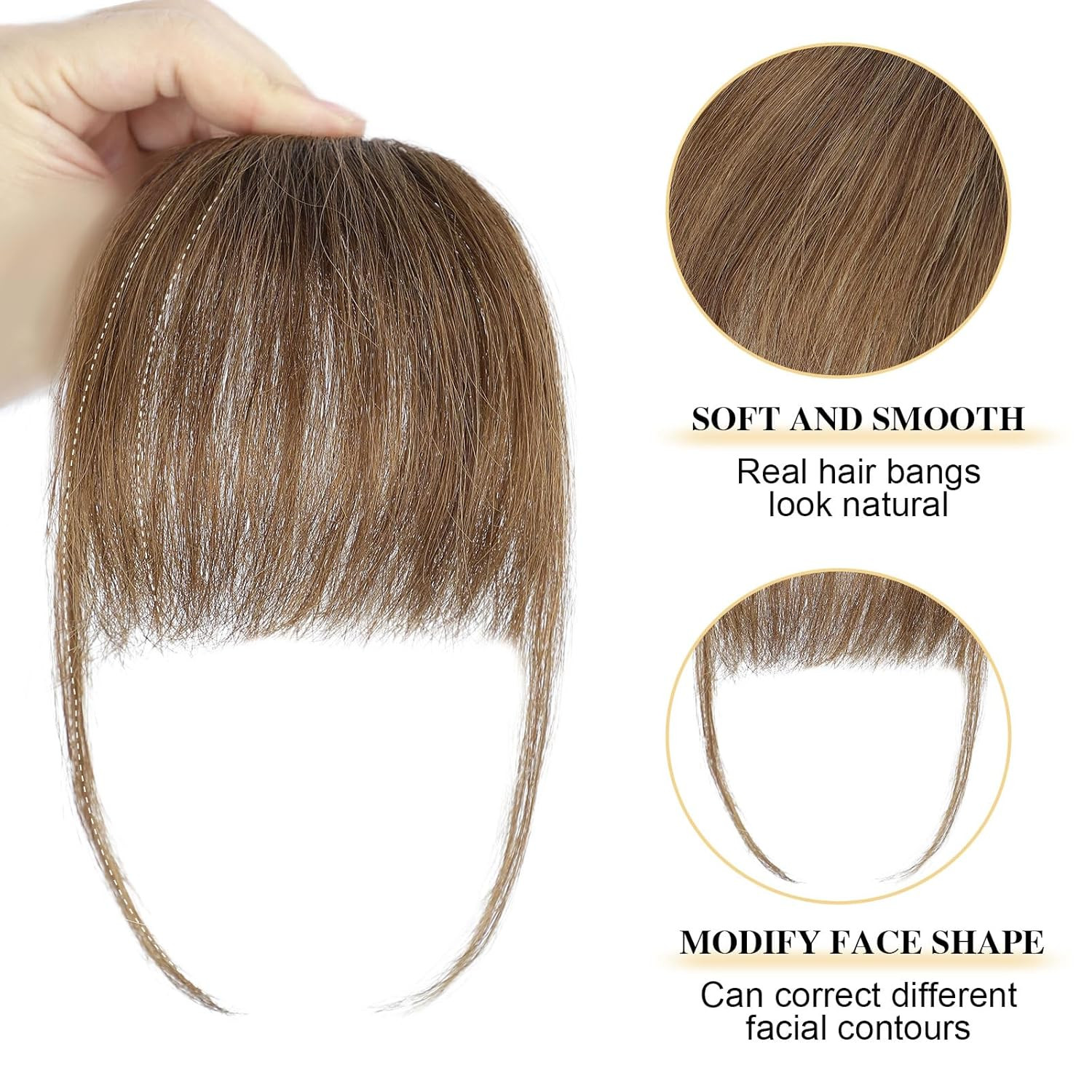 Clip in Bangs 100% Human Hair Bangs with Temples Bangs Hairpieces for Women Clip