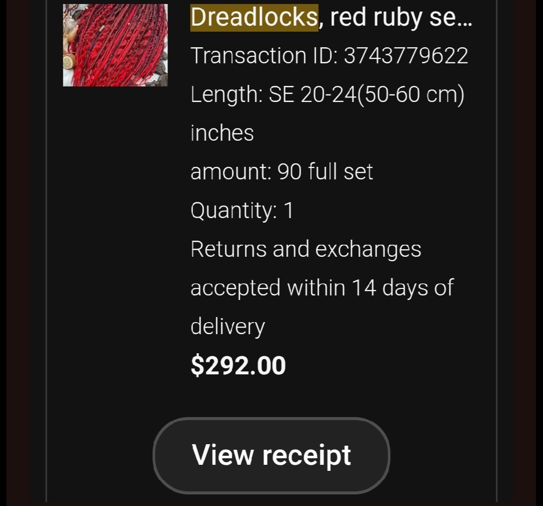 Red High Quality single ended dreadlocks 90 Count (20-24 inches long)