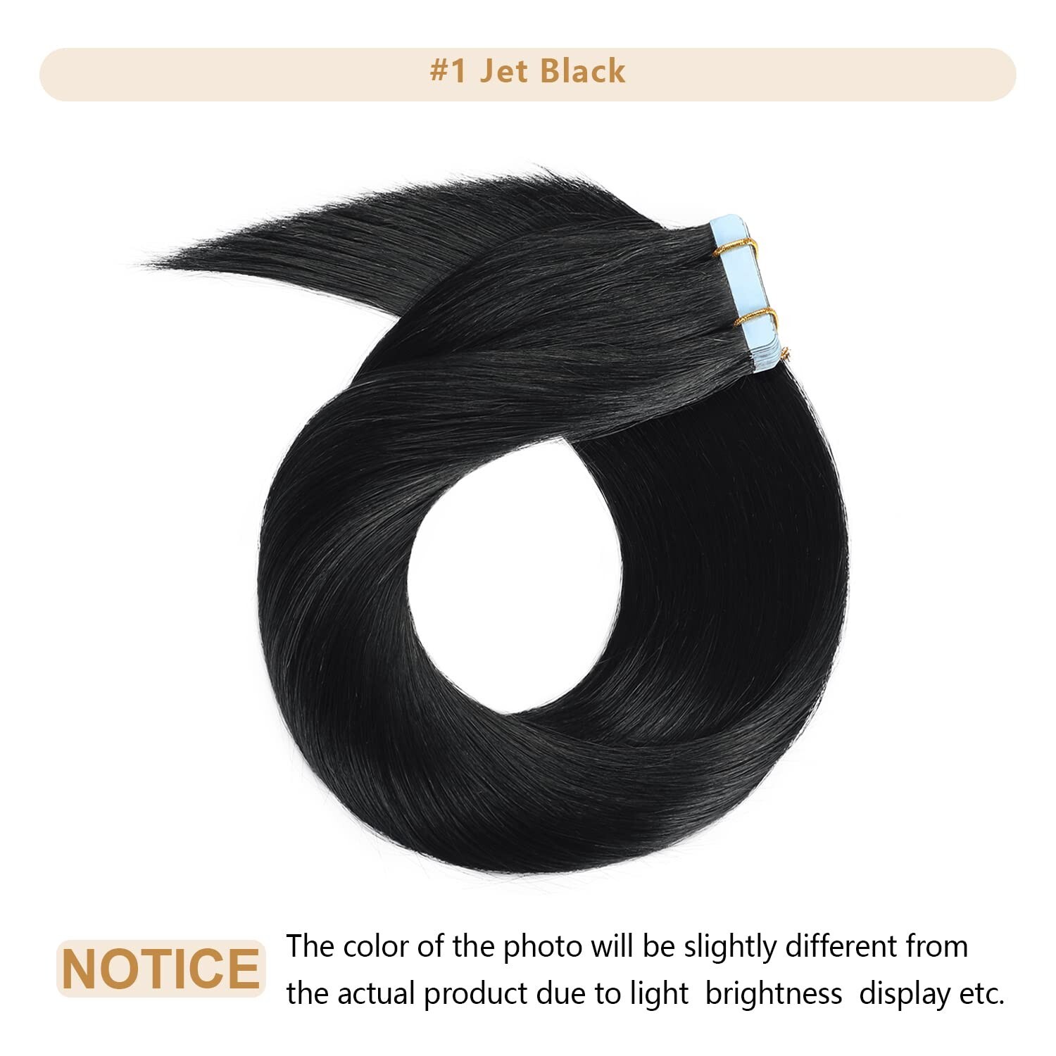 YILITE Tape in Hair Extensions Human Hair Jet Black #1 20 inches 20pcs 50g/pa…