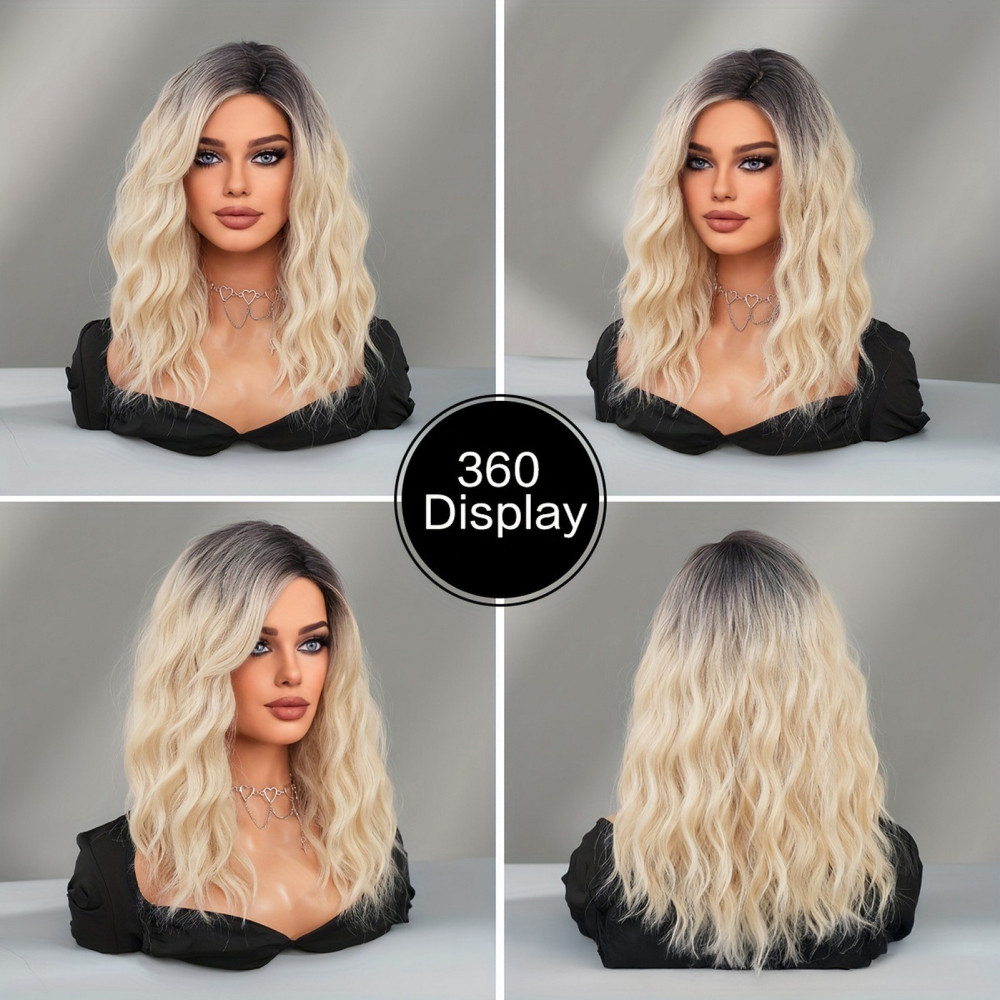 Woman Girls 18 Inch Gradient Long Curly Wig Full Head Wigs Regular Everyday Wigs