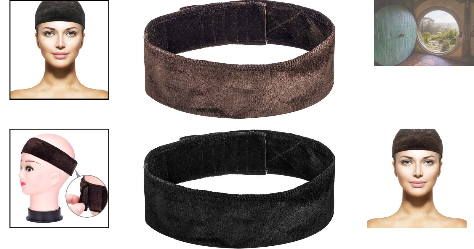 Soft Velvet Wig Bands Set – Adjustable Head Wraps for Secure and Stylish Wear