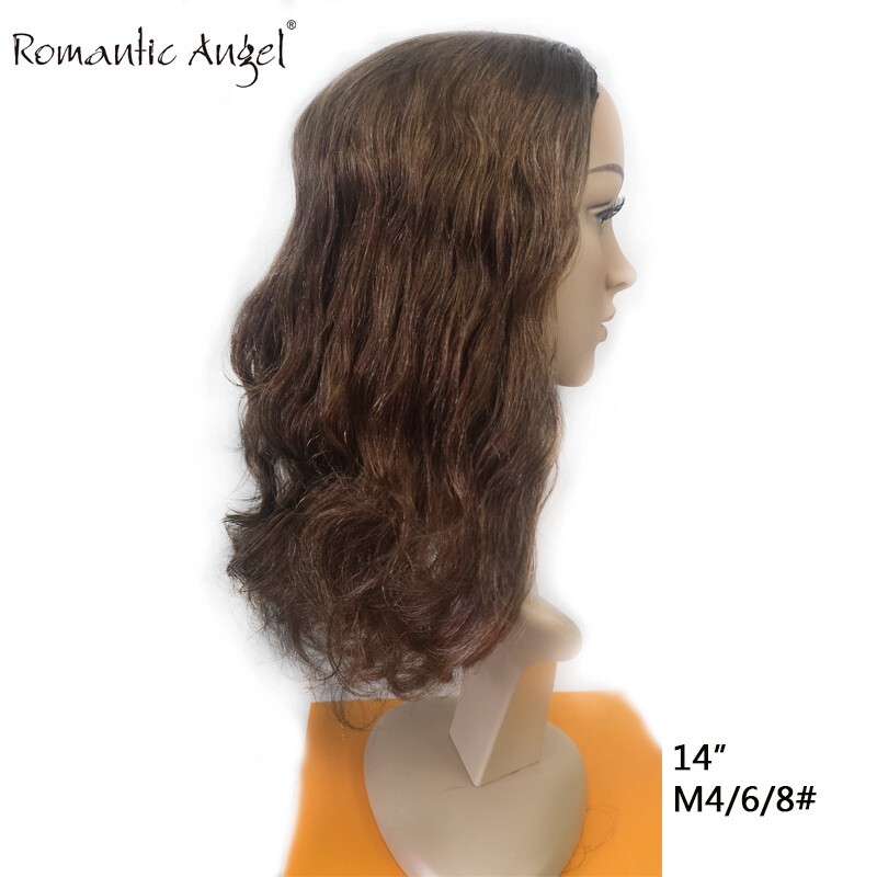 100% Remy human hair half wigs 35cm(14inch) Straight and curly light brown