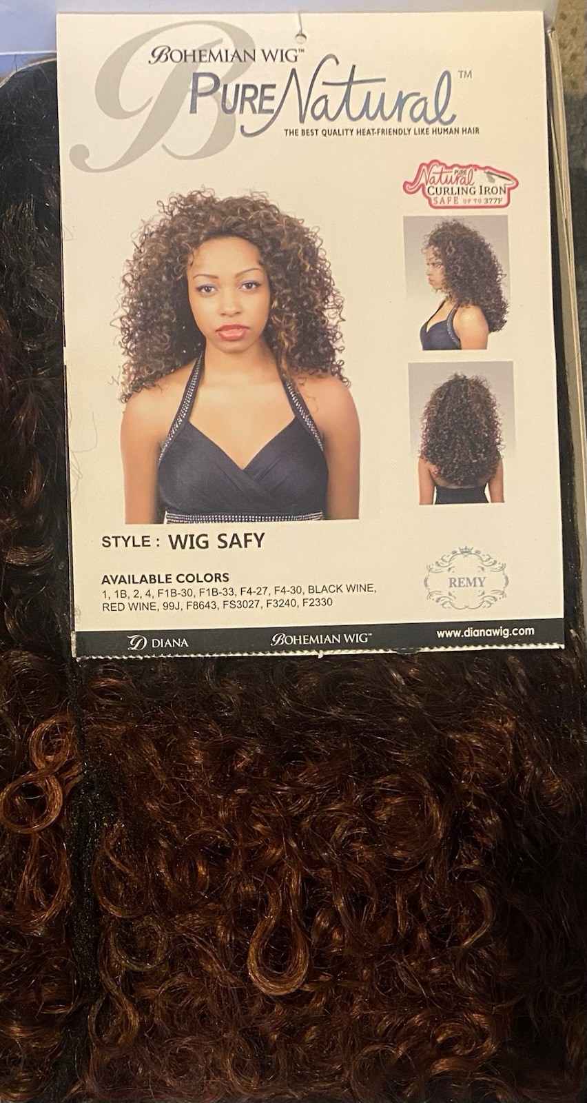 DIANA BOHEMIAN WIG SAFY NT FIRE Color Pure Natural Like Human Hair NEW Curly