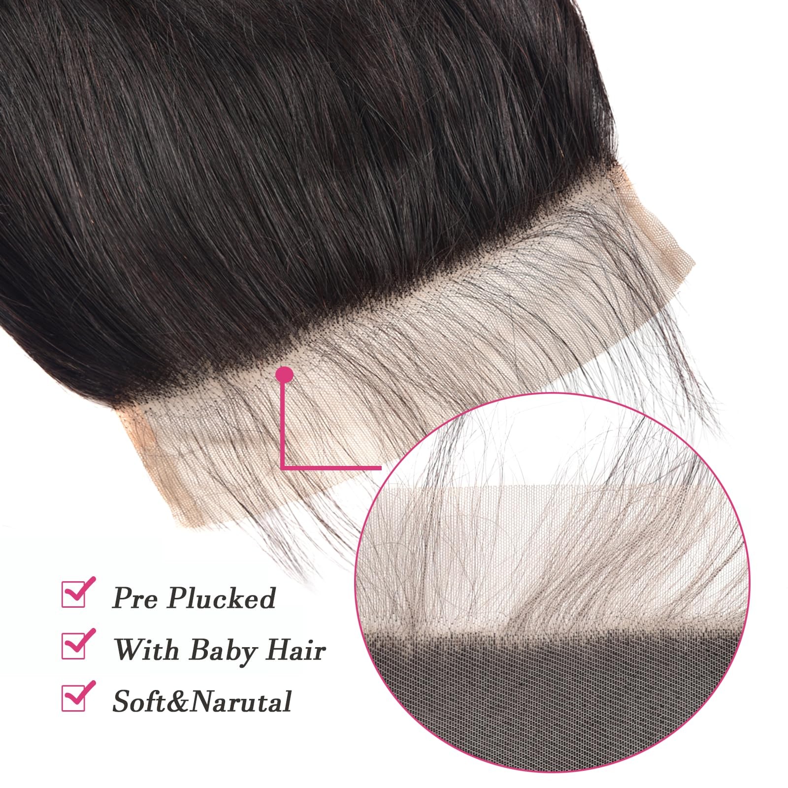 6×6 Hd Lace Closure Straight Wave Free Part Unprocessed Virgin Brazilian Human H