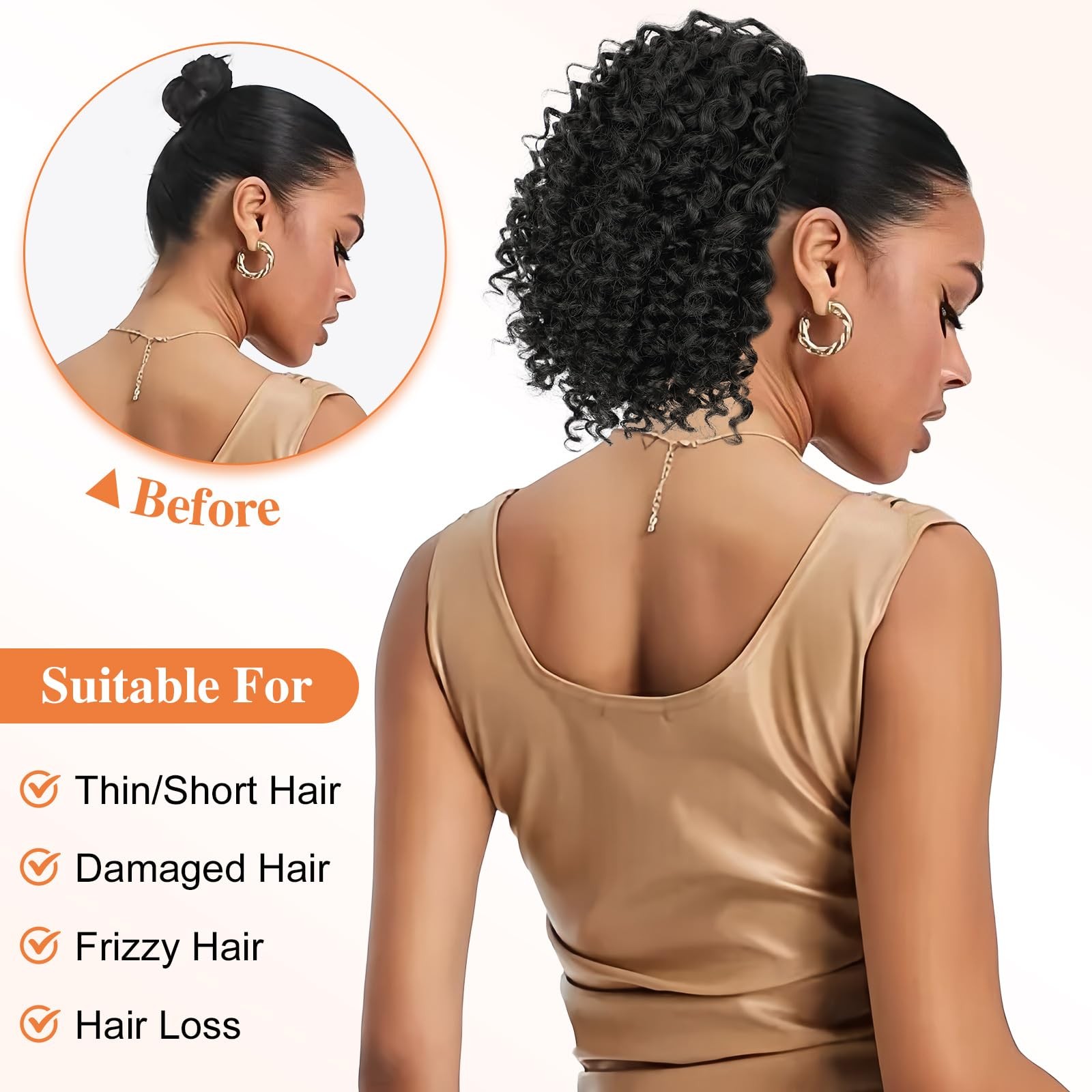 Curly Ponytail Extension 10 Inch Drawstring – 100% Japanese Fiber for Daily Use