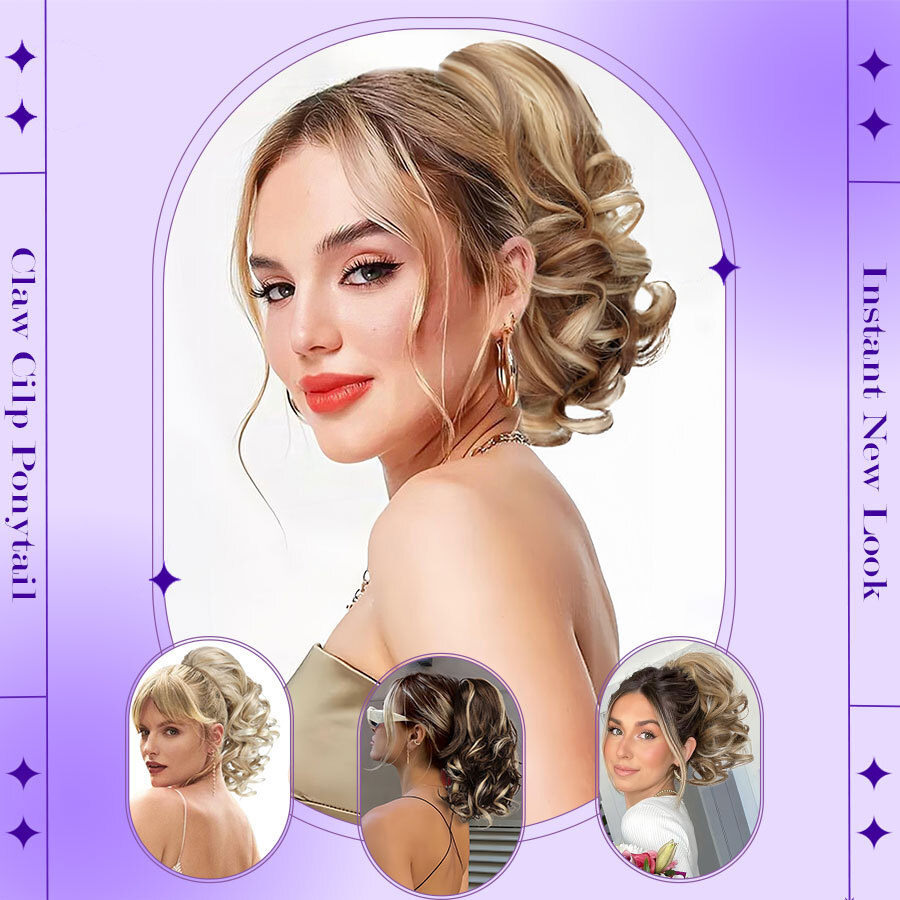14″ Short Claw On Ponytail Hair Extensions Natural Clip Pony Tail Thick As Human