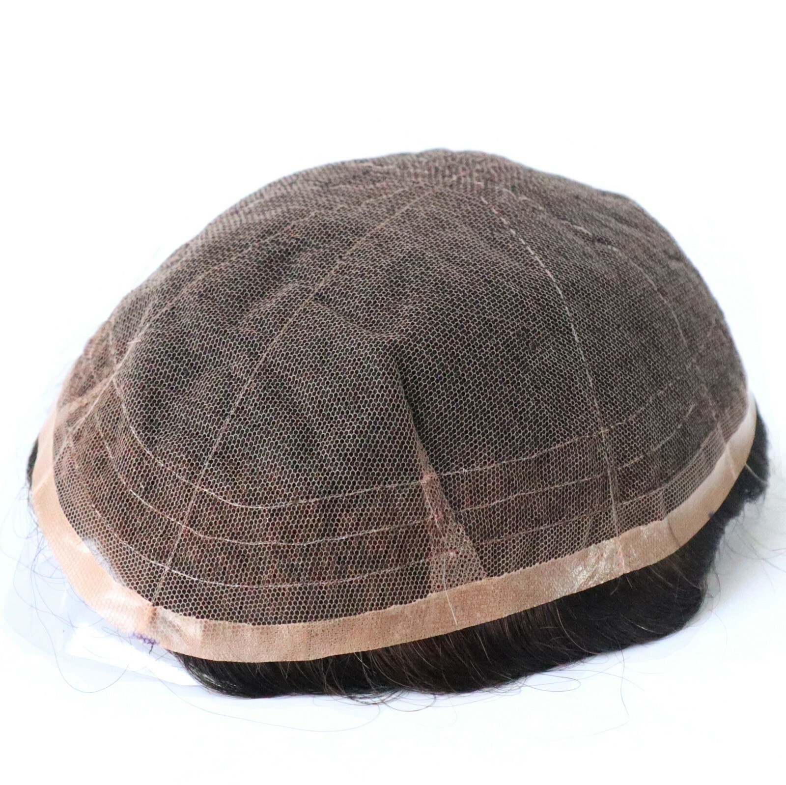 Mens Toupee Human Hair Replacement System All French Lace Black Hairpieces #1B