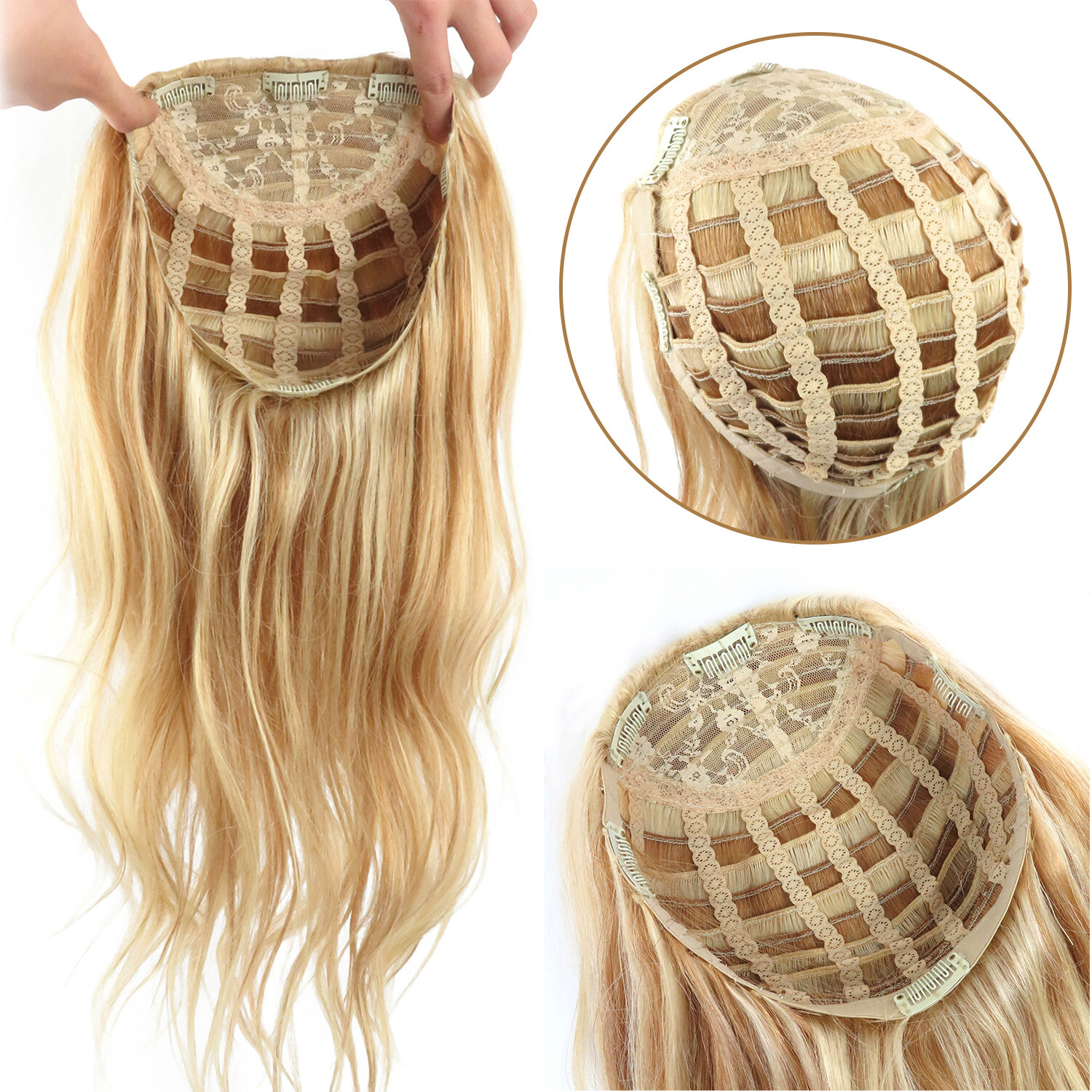 8A Brazilian Body Wavy Hair Remy Human One Piece 3/4 Half Wig Machine Weft Cap
