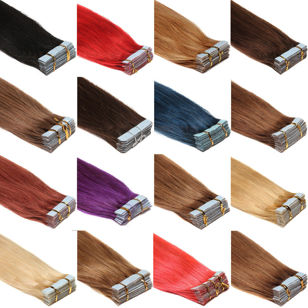 Tape in Remy Human Hair Extensions Seamless Skin Wefts Premium Thick Hair16-24in