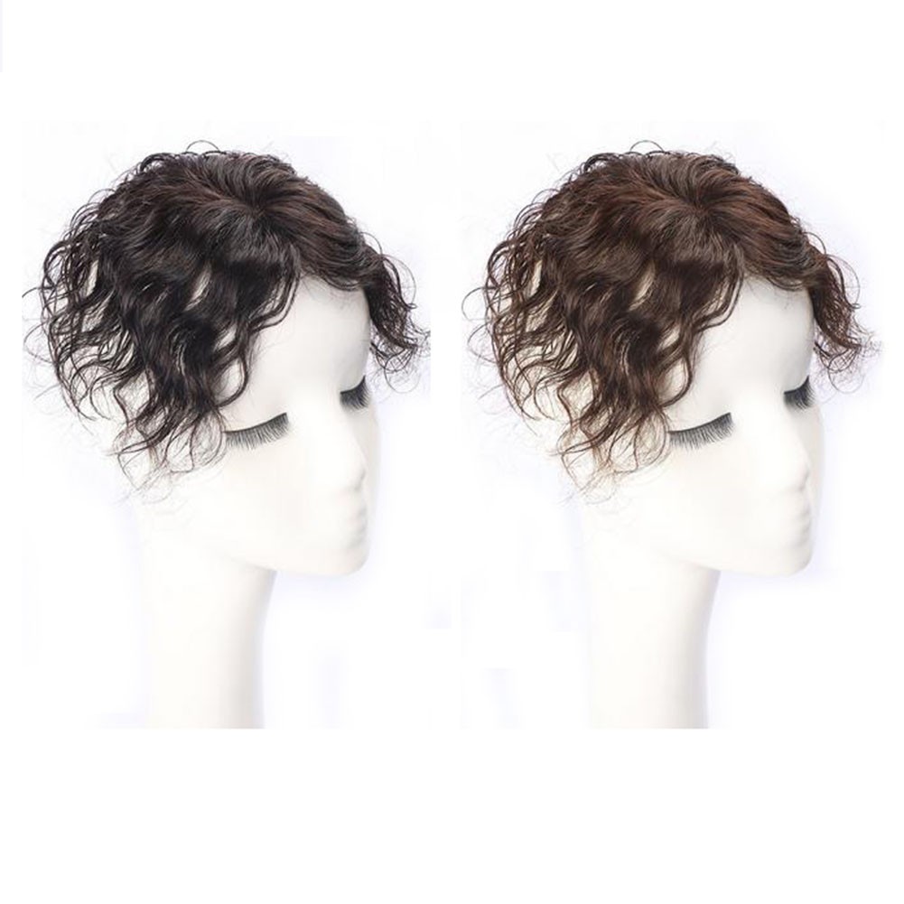 Short Fluffy Curly Wavy Clip In Human Hair Toppers For Thin Hair Top Replacement