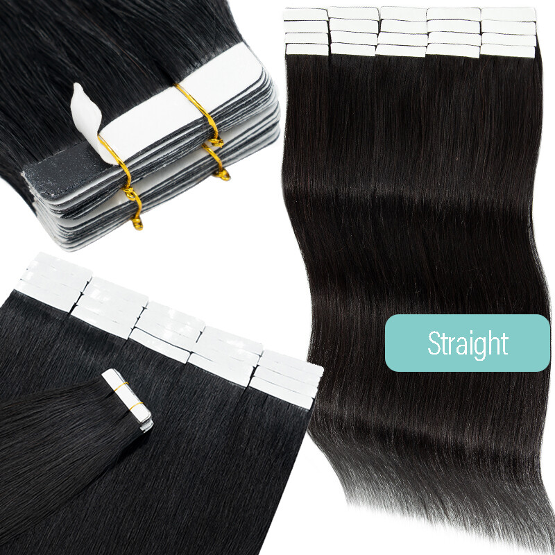 Yaki/Kinky Straight Invisible Tape In Real Remy Human Hair Extensions Skin Weft