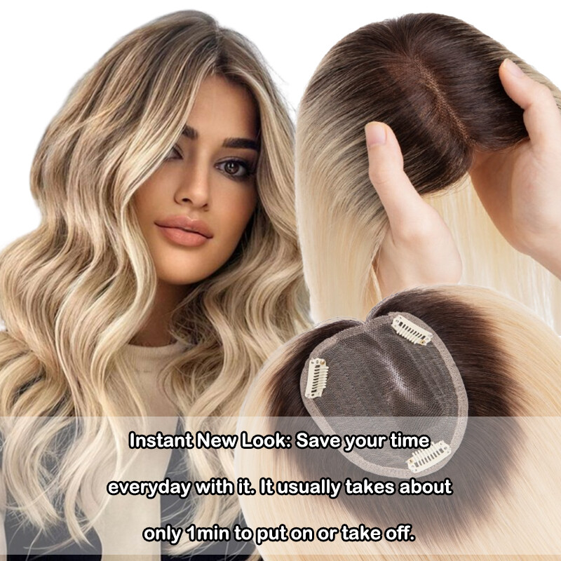 Handmade Silk Base Mono Cap Virgin Human Hair Topper Hairpiece Wigs Remy Toupees