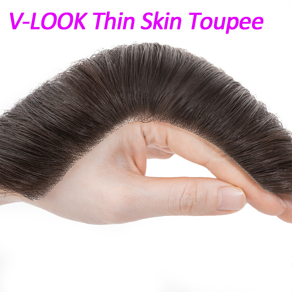 Frontal Hairpiece Mens Remy Hair Extensions Hairline Topper Toupee PU Thin Skin