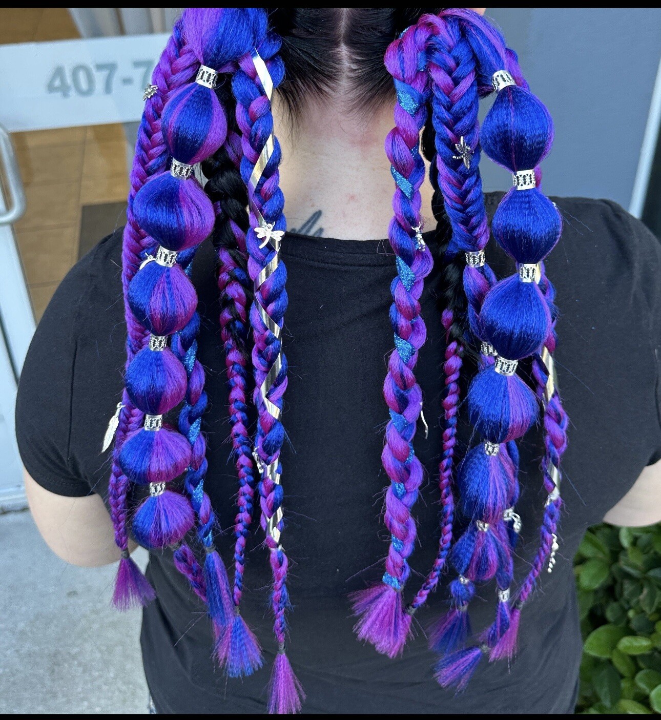Purple And Blue Festival Braided Ponytails