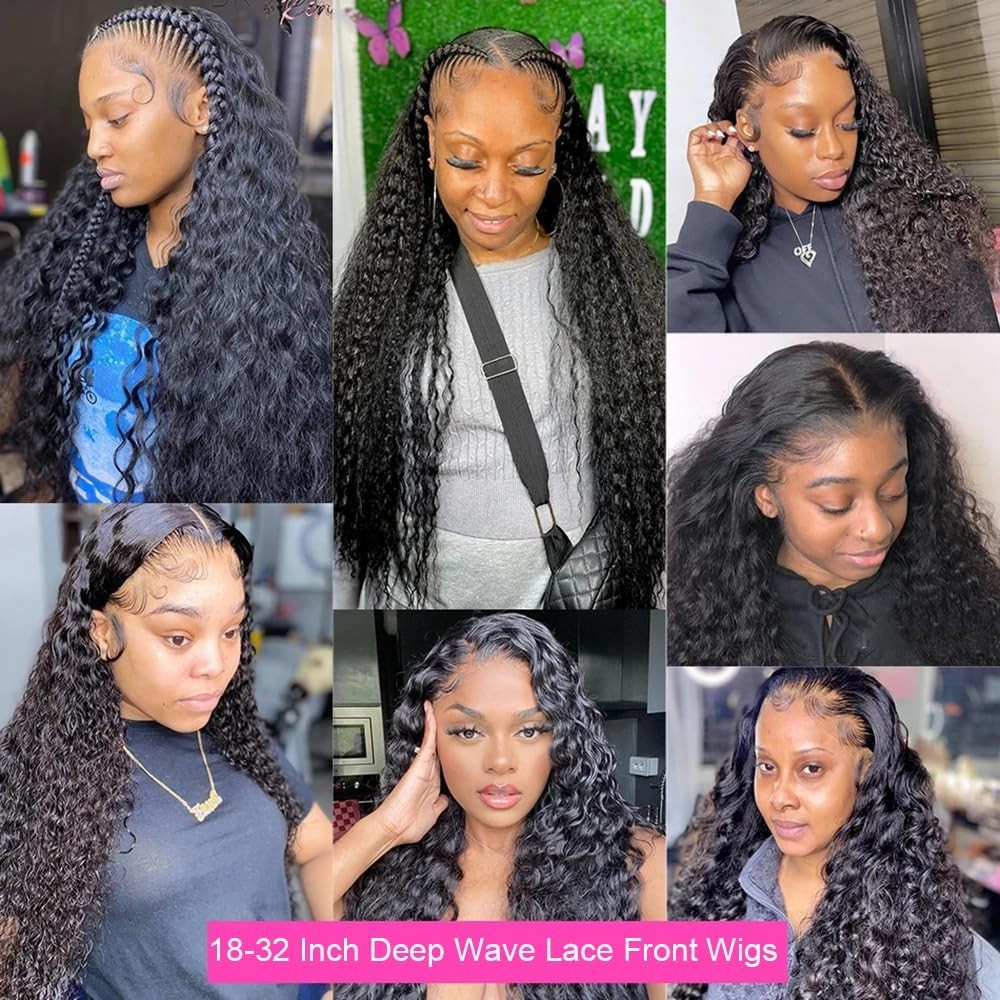 26-Inch Deep Wave Lace Wig – 200% Density Human Hair, Pre-Plucked Style