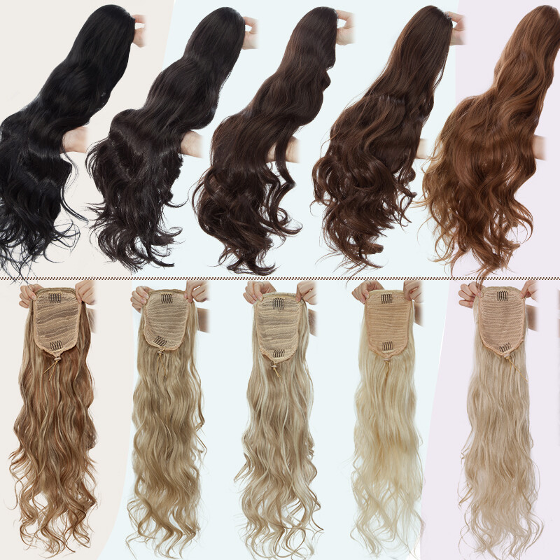 Long Drawstring Clip Ponytail Real As Human Hair Pony Tail Extension Balayage US