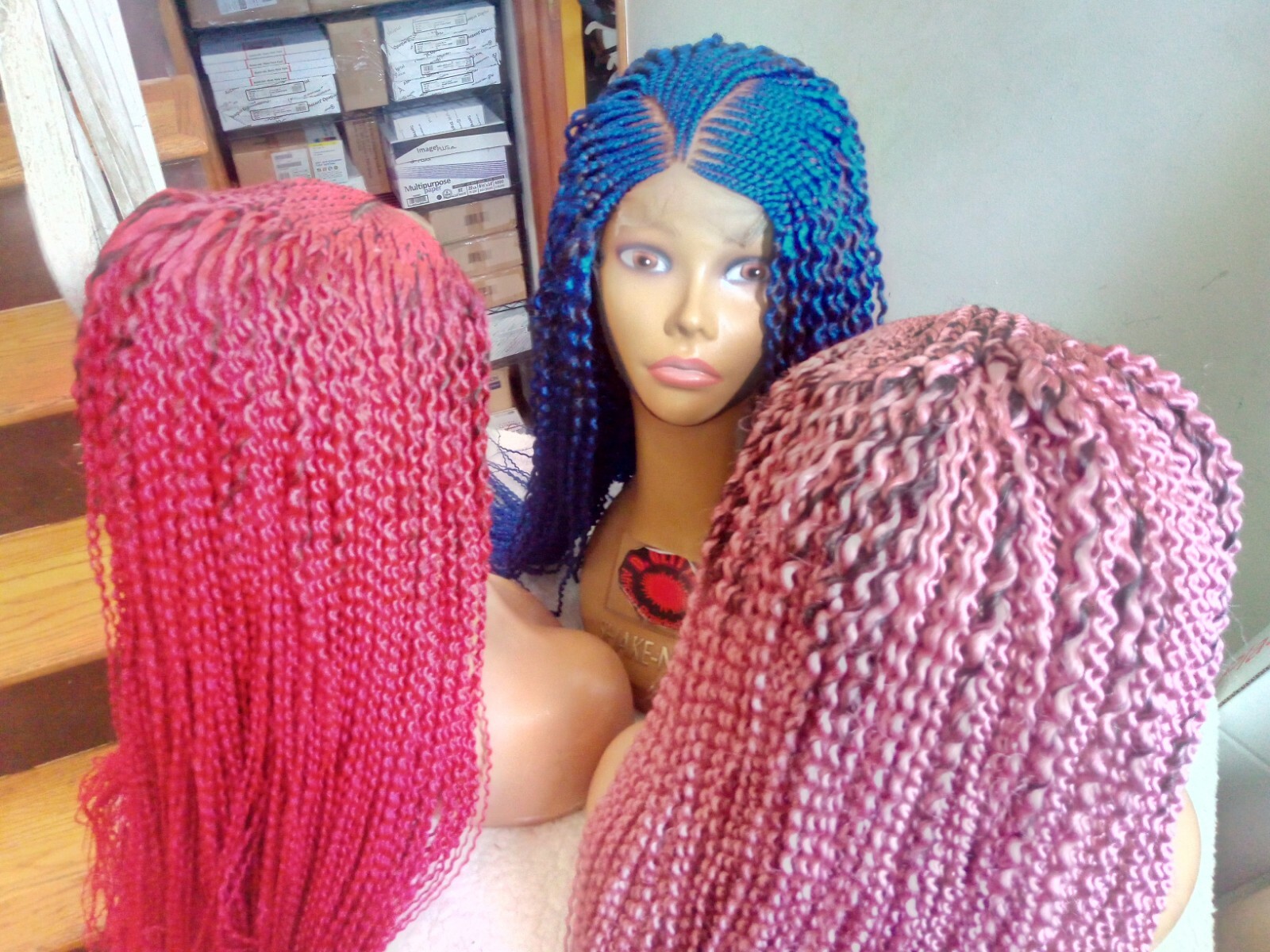 AFRICAN BRAIDED WATERMELON WIG 40″ (AVAILABLE COL BLUE)