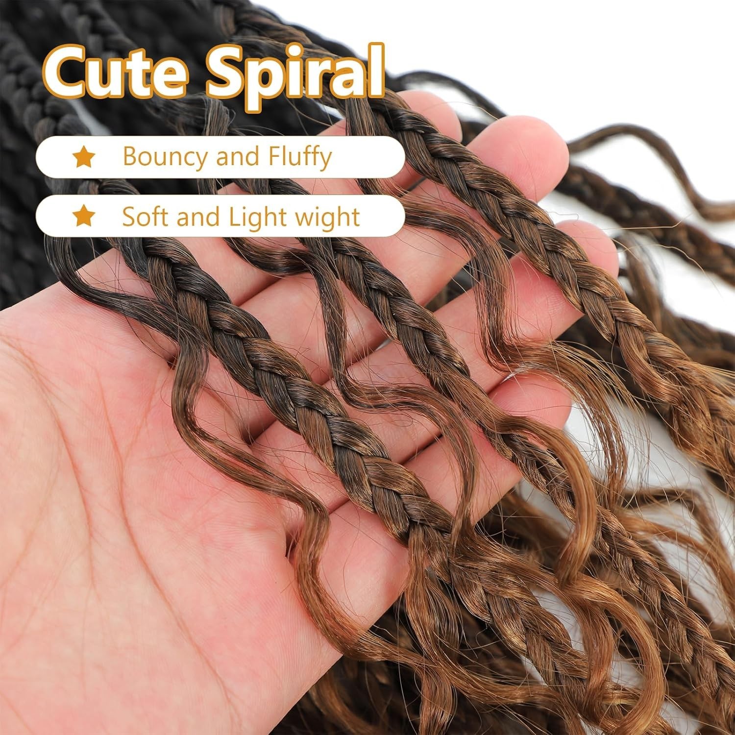 14-Inch Boho Crochet Box Braids – 8 Packs Tangle Free Hair Extensions, 1B/30/27