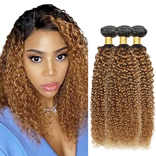 Niegmeag 1B/27 Omber Blonde Kinky Curly Bundles Human Hair Doubles Weft