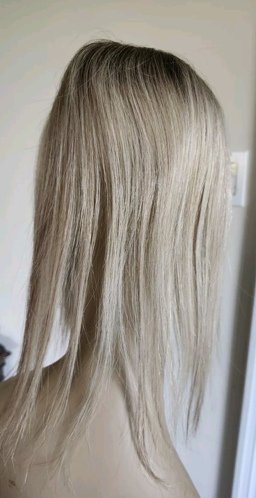 HUMAN HAIR MINI LIGHT BLONDE MONO LACE TOPPER LIGHT ROOTS 5″X5″ 13″ LONG