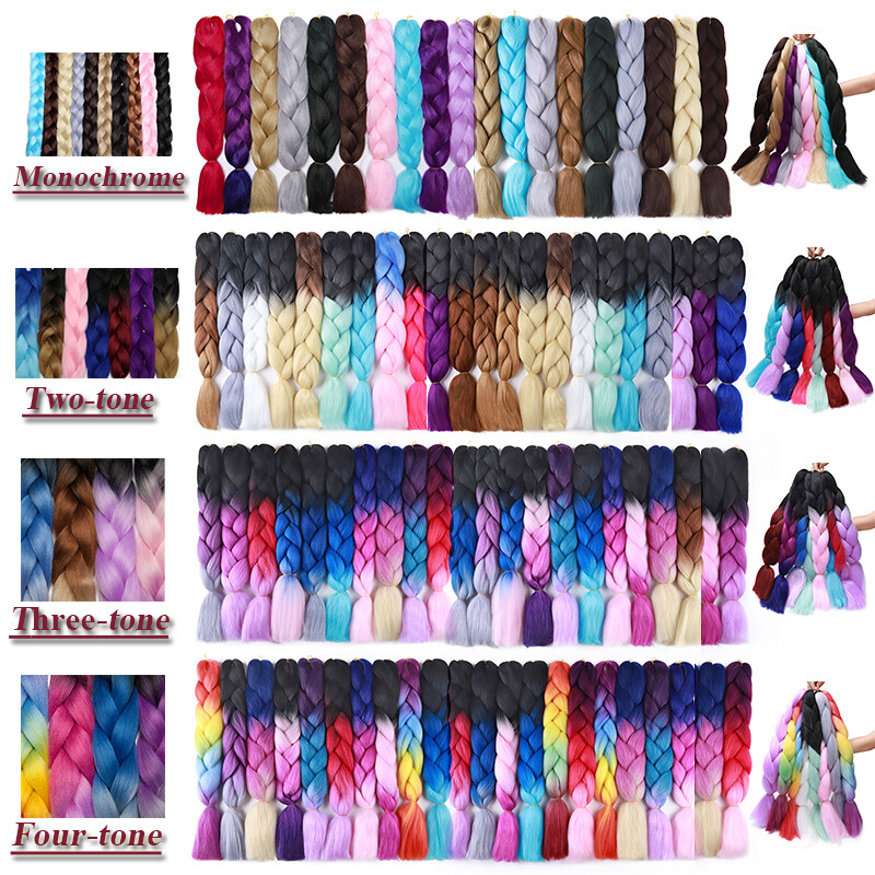 High Quality Jumbo Braiding Hair Extensions Afro Box Ombre Rainbow 24″ Festival