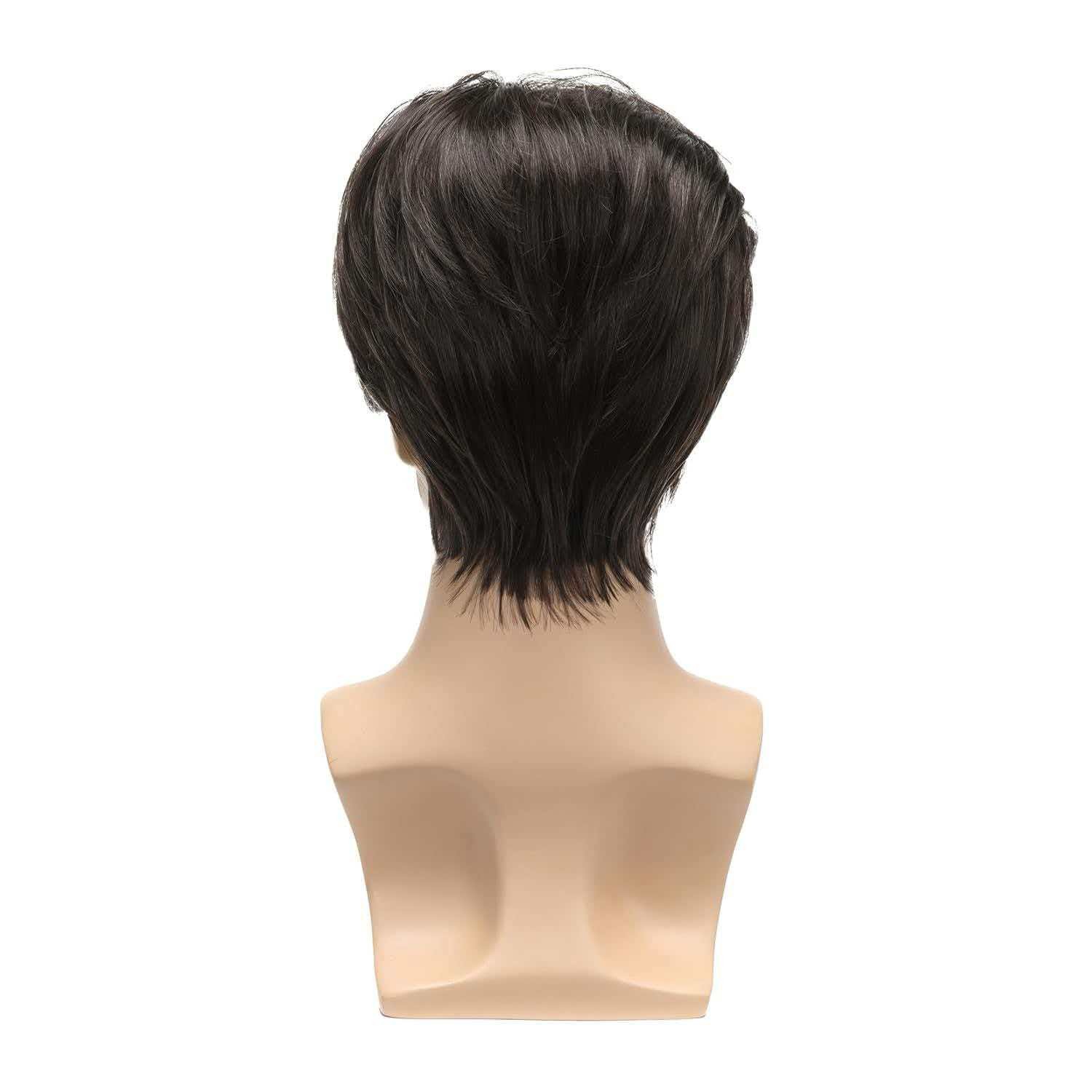 Men’s 6in Short Brown Wig Full Cosplay Synthetic Heat Resistant Halloween Party