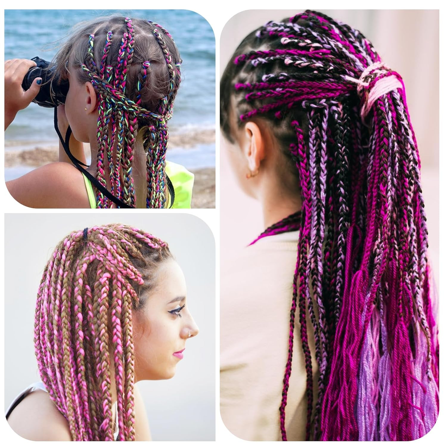 30pcs Multi-Color Hair Rope Set – 82 cm Long 1.5 mm Wide – Braid Hair