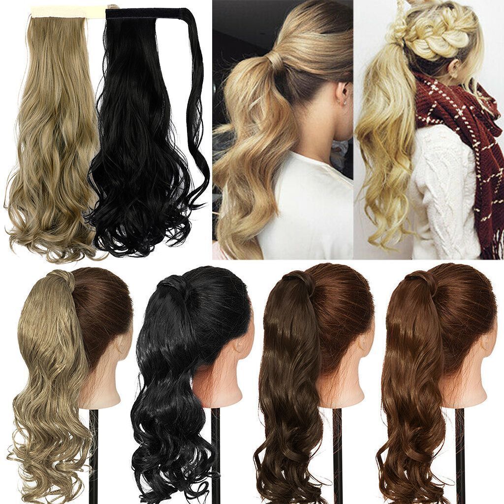 Long Wavy Curly/Straight Thick Synthetic Clip In Hair Extension Ponytail Claw