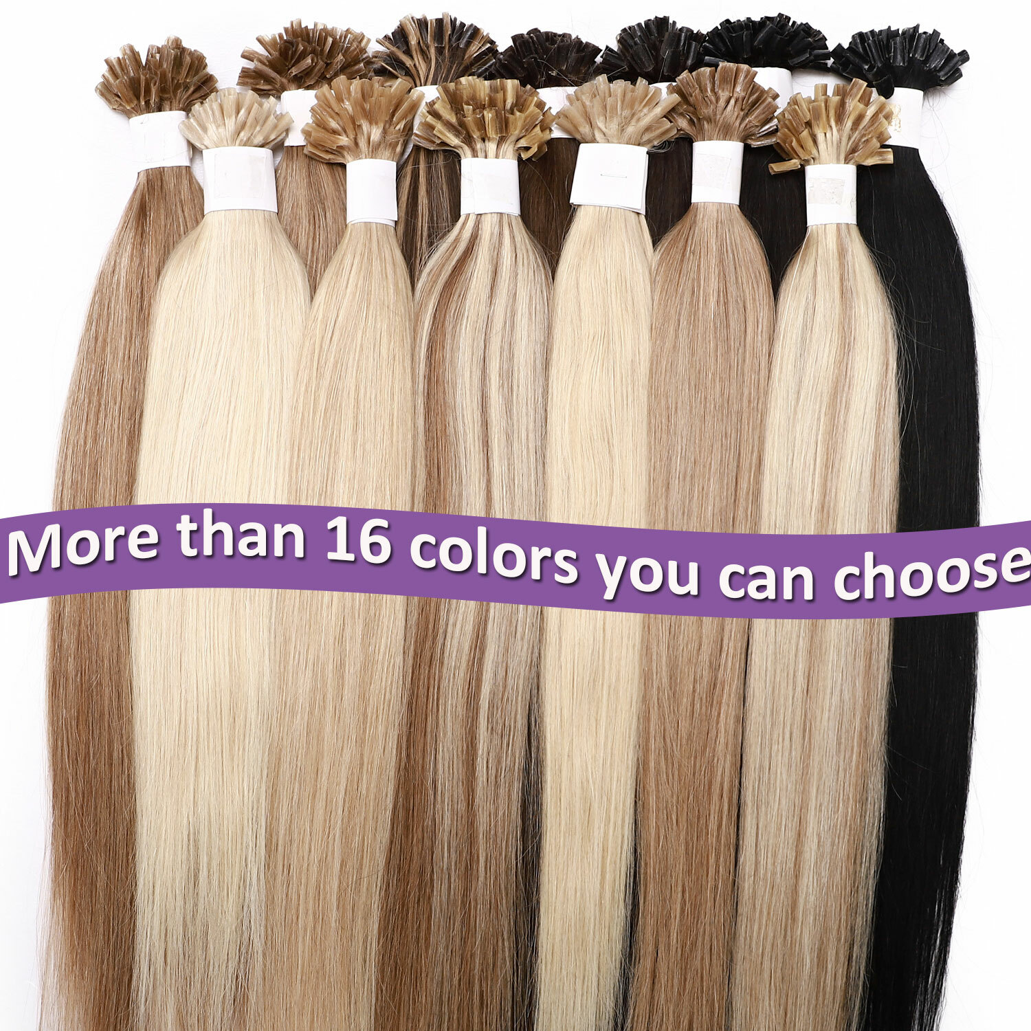 Highlight Nail U Tip Pre Bonded Real Remy Human Hair Extensions Fusion Keratin q