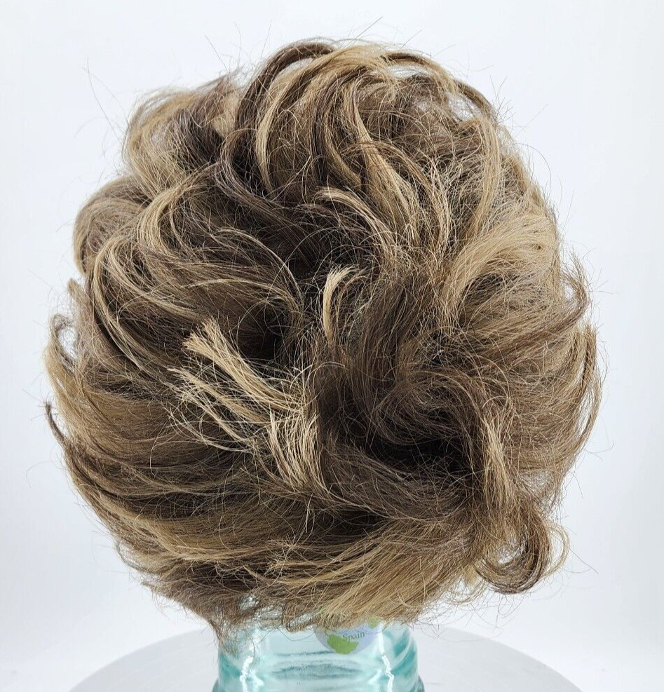 Vtg Short Hair Wig Slight Wave Brown/Honey Blonde Chunky Highlights 100% Dynel