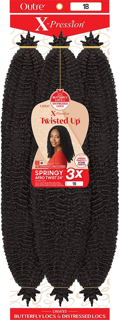 Outre Crochet Braids Twisted Up 3X Springy Afro Twist 24″ (1-pack, 1B)