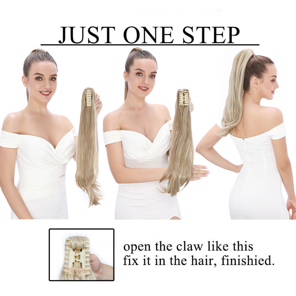 Thick Claw on Ponytail Hair Piece Clip in Hair Extension As Human Hair For Woman