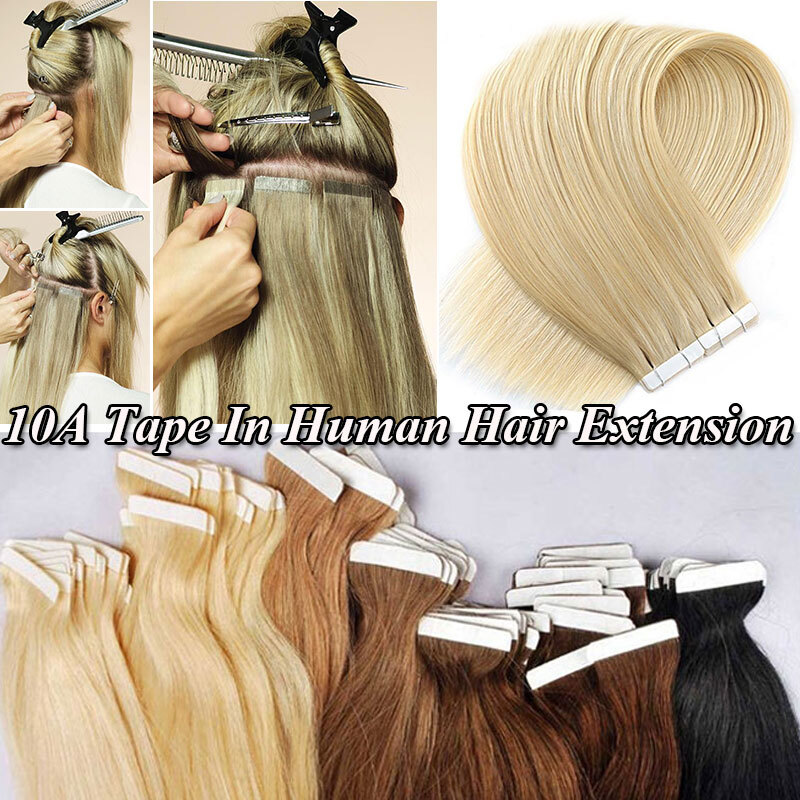 Thick 200g 80pcs Tape In Remy Human Hair Extensions Skin Weft FULL HEAD Ombre S