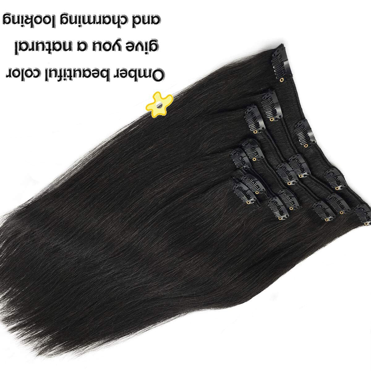 Clip in Hair Extensions Real Human Hair Durable Clip-on Sewn Wefts Hair 8pieces